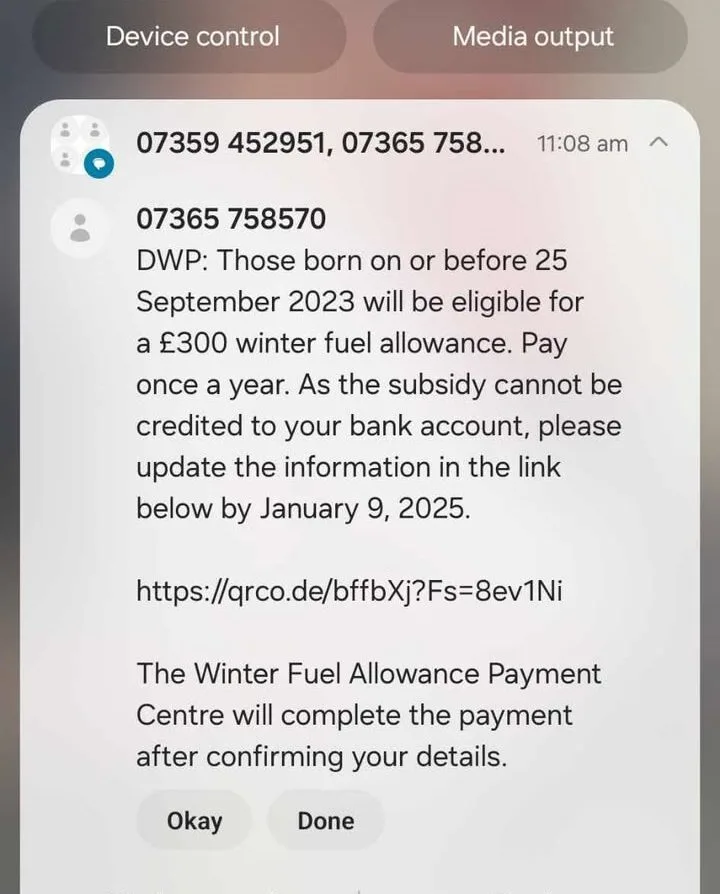 DWP Subsidy Payment Scam