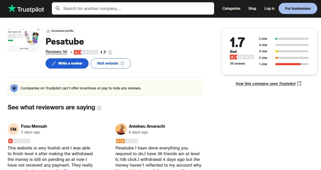 Pesatube.site Reviews